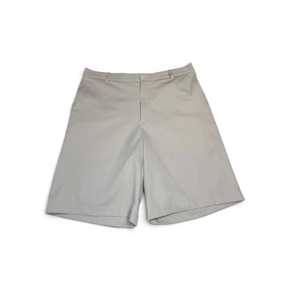 Nike Golf FitDry Men's Shorts Size 36 Light Khaki Flat Front Swoosh 10" Inseam